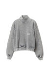 alexander wang high neck pullover in dense fleece acid grey