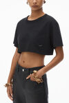 Alexander Wang black cropped pocket tee in high twist jersey