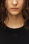 alexander wang puff logo shrunken tee in cotton jersey black