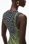 alexander wang sleeveless dress in stretch logo mesh black/white