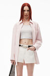 alexander wang shorty high-rise shorts in natural denim vintage white