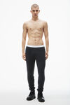 Alexander Wang washed black 华夫纹针织棉弹力慢跑长裤