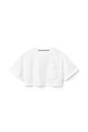 alexander wang crop tee in high twist jersey  white