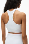 alexander wang logo elastic bra top in stretch knit snow white