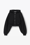 Alexander Wang faded black 棉质短款拉链连帽衫