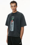 Alexander Wang washed black 电池徽标印花图案 t 恤