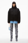 alexander wang nylon combo jacket in plush double fleece black