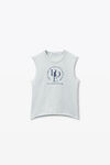 Alexander Wang light heather grey 毛边徽标无袖 t 恤