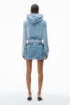 Alexander Wang washed light blue 拷花丝绒紧身拉链连帽衫