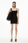 alexander wang 密织尼龙水晶饰边迷你裙 black