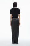 Alexander Wang black short sleeve tee in wool blend with crystal hotfix trim