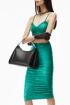 alexander wang ruched slip dress in spandex jersey poison ivy