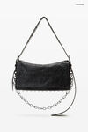 Black Leather Ricco Medium Flap Bag