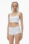 Alexander Wang white 华夫纹针织水晶烫钻短裤