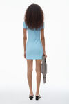 Alexander Wang sky blue logo jacquard stretch short sleeve mini dress