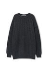 Alexander Wang charcoal clear bead hotfix cable-knit pullover dress in boiled wool