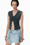 Alexander Wang faded black 双面 v 领背心上衣
