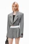Alexander Wang light heather grey high-waist pleated short with logo elastic
