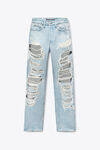 Alexander Wang light bleach indigo distressed jean with knit detail