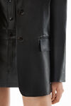 alexander wang boxy blazer in leather black
