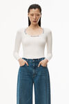 alexander wang 徽标提花弹力针织上衣 soft white
