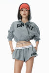 Alexander Wang dark heather grey 解构式徽标围裹式连帽衫