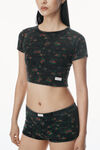 Alexander Wang washed black multi floral-print waffle knit boy short