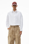 Alexander Wang weathered tan rounded carpenter jeans with weathered flocking