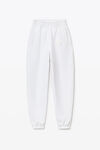 alexander wang puff logo sweatpant in structured terry    white