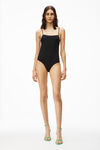 alexander wang crystal charm string swimsuit in jersey black
