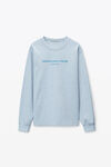 alexander wang puff logo long sleeve tee in compact jersey light blue heather