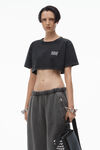Alexander Wang acid black cropped tee in acid wash jersey