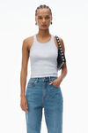 alexander wang fly high-rise stacked jean in denim  vintage medium indigo