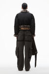 Alexander Wang black cardigan puffer with fur trim
