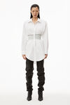 alexander wang logo elastic dress in cotton poplin  white