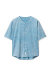 Alexander Wang washed blue oversized baseball shirt in cotton jersey