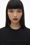 Alexander Wang black distressed logo shrunken tee in cotton jersey