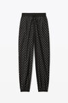 alexander wang 皱褶尼龙烫钻运动裤  black