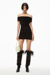 alexander wang 人造绒面革露肩迷你连衣裙 black
