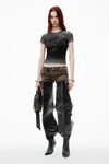 Alexander Wang washed ash crystal hotfix tee in ribbed jersey