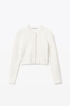 alexander wang crop snap cardigan in chenille jacquard ivory