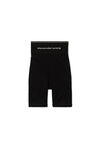 alexander wang logo elastic bike short in ribbed jersey black