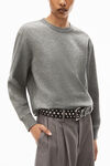 alexander wang puff logo long sleeve tee in glitter jersey sidewalk