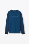 alexander wang long sleeve glitter puff logo tee dark navy combo