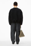 Alexander Wang black 徽标刺绣的超大号圆领棉衣