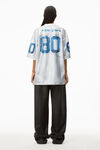 alexander wang 80 football jersey in sequin faille white/blue