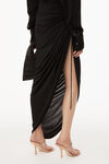 alexander wang 透明平纹针织不对称垂褶连衣裙 black
