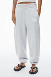 Alexander Wang light heather grey puff logo sweatpant in structured terry
