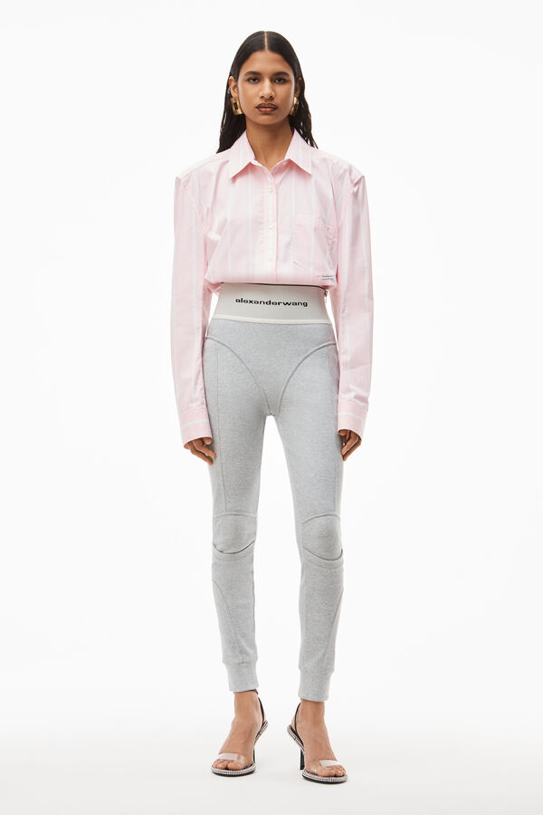 ALEXANDER WANG LOGO ELASTIC LEGGING IN RIBBED JERSEY 