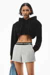alexander wang logo elastic short in stretch corduroy heather grey